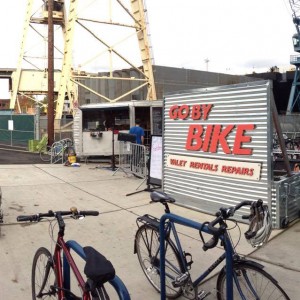 Valet bike parking area near the tram station