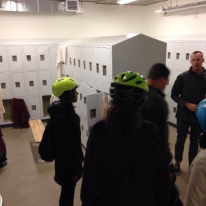 Uni-sex locker room at PSU's newest bike commuter facility