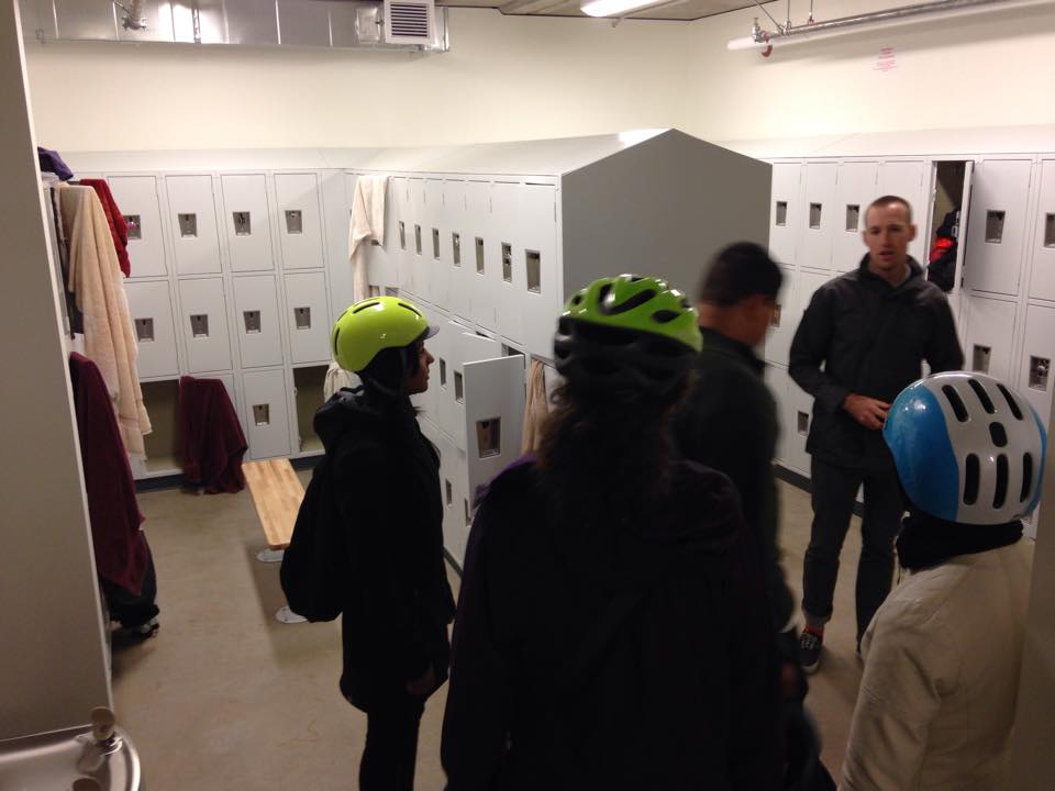 Uni-sex locker room at PSU's newest bike commuter facility