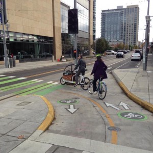 Very nicely done curb cuts from the shared-use-path across a busy road