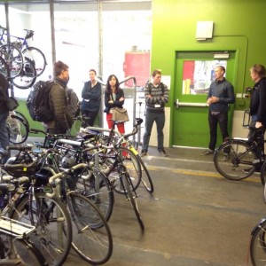 Interior of one of the PSU secure bike parking garages.