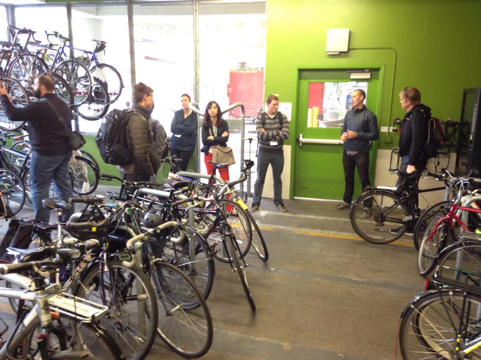 Interior of one of the PSU secure bike parking garages.