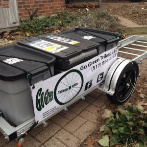 Local bike-based delivery service bike detail.