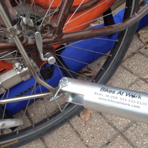 Local bike-based delivery service bike detail.