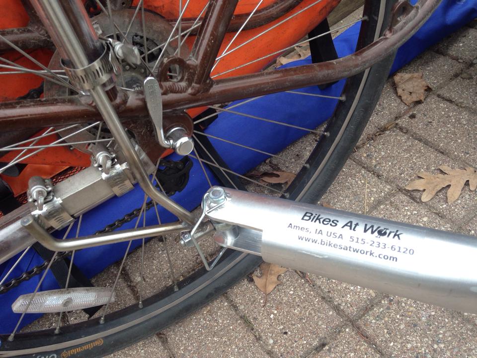 Local bike-based delivery service bike detail.
